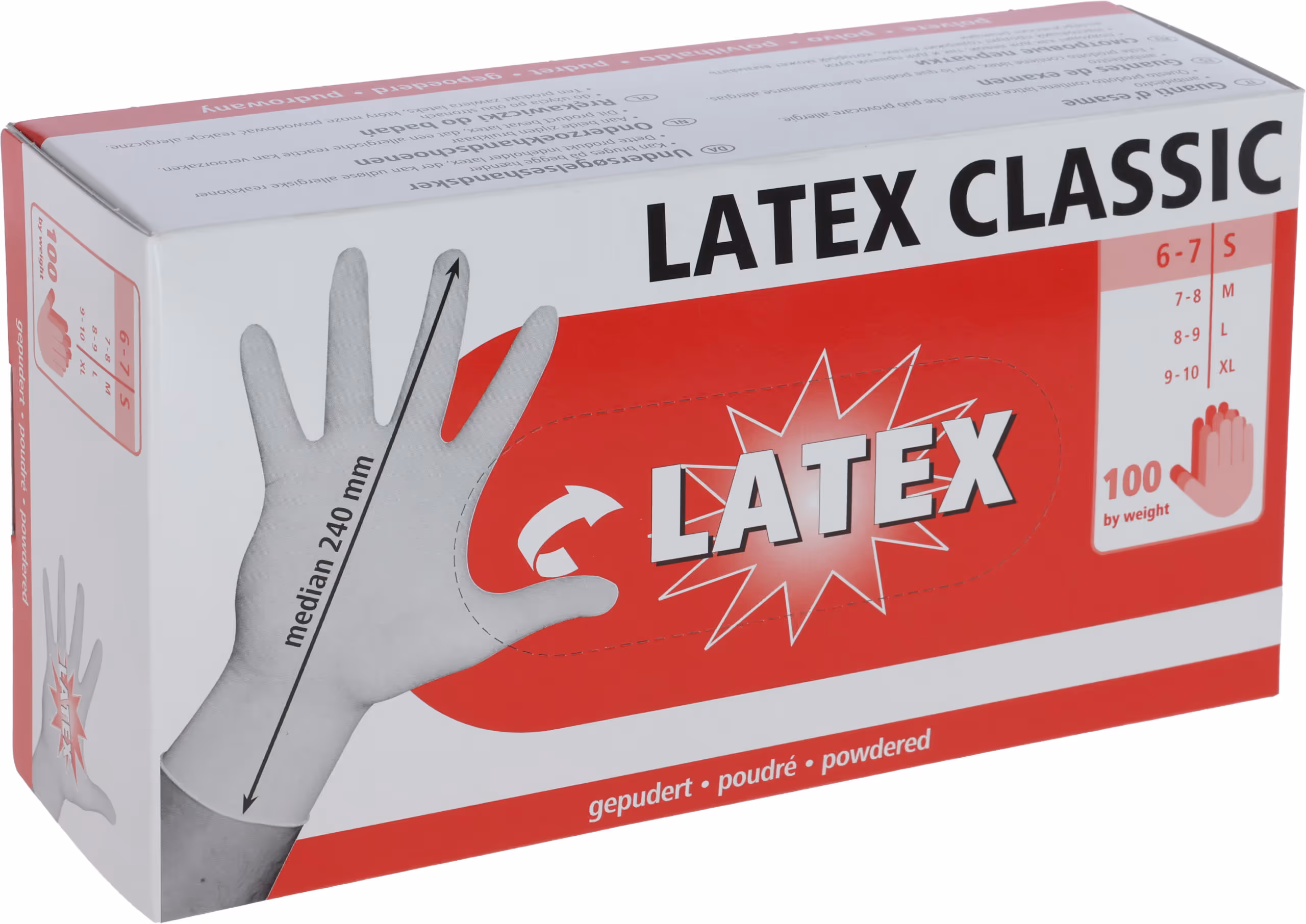 Gants à usage unique Latex Classic, taille S  boite de 100