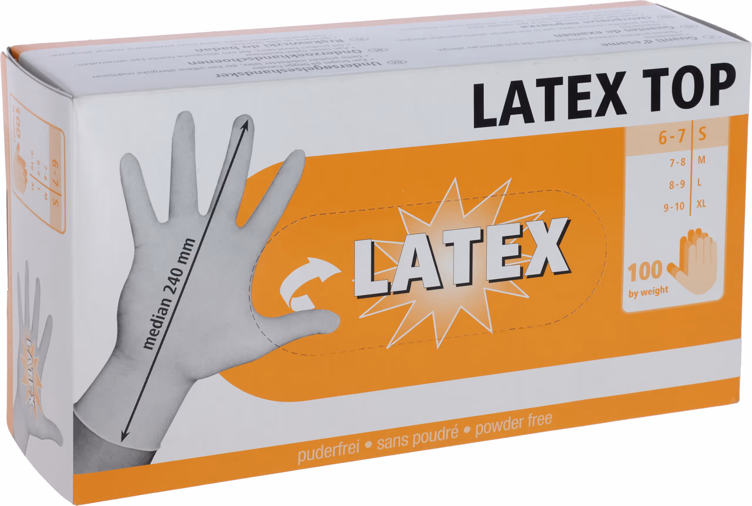Gants à usage unique Latex Top, blanc, taille S boite 100