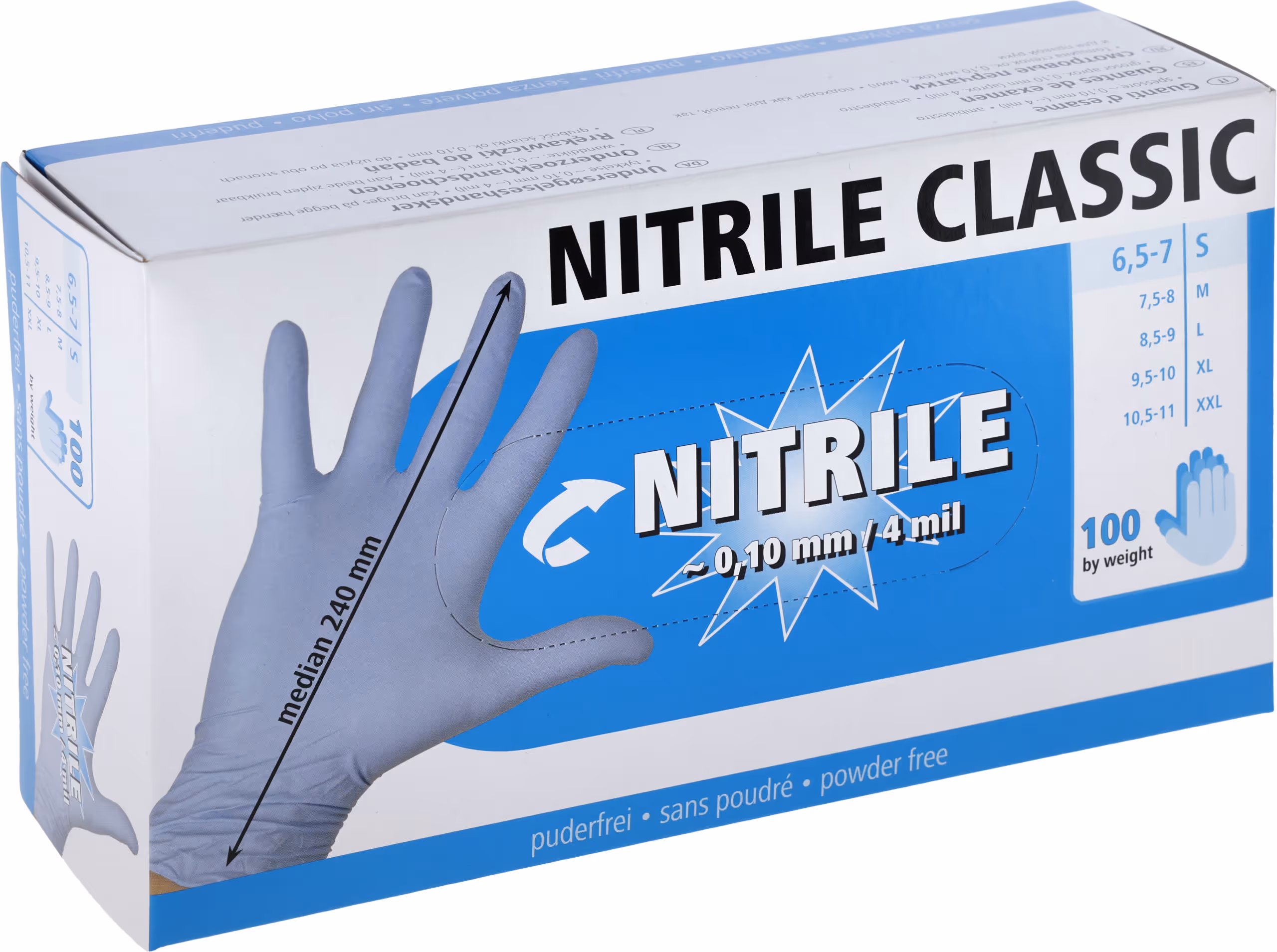 Gants à usage unique Nitrile Classic, taille S boite de 100