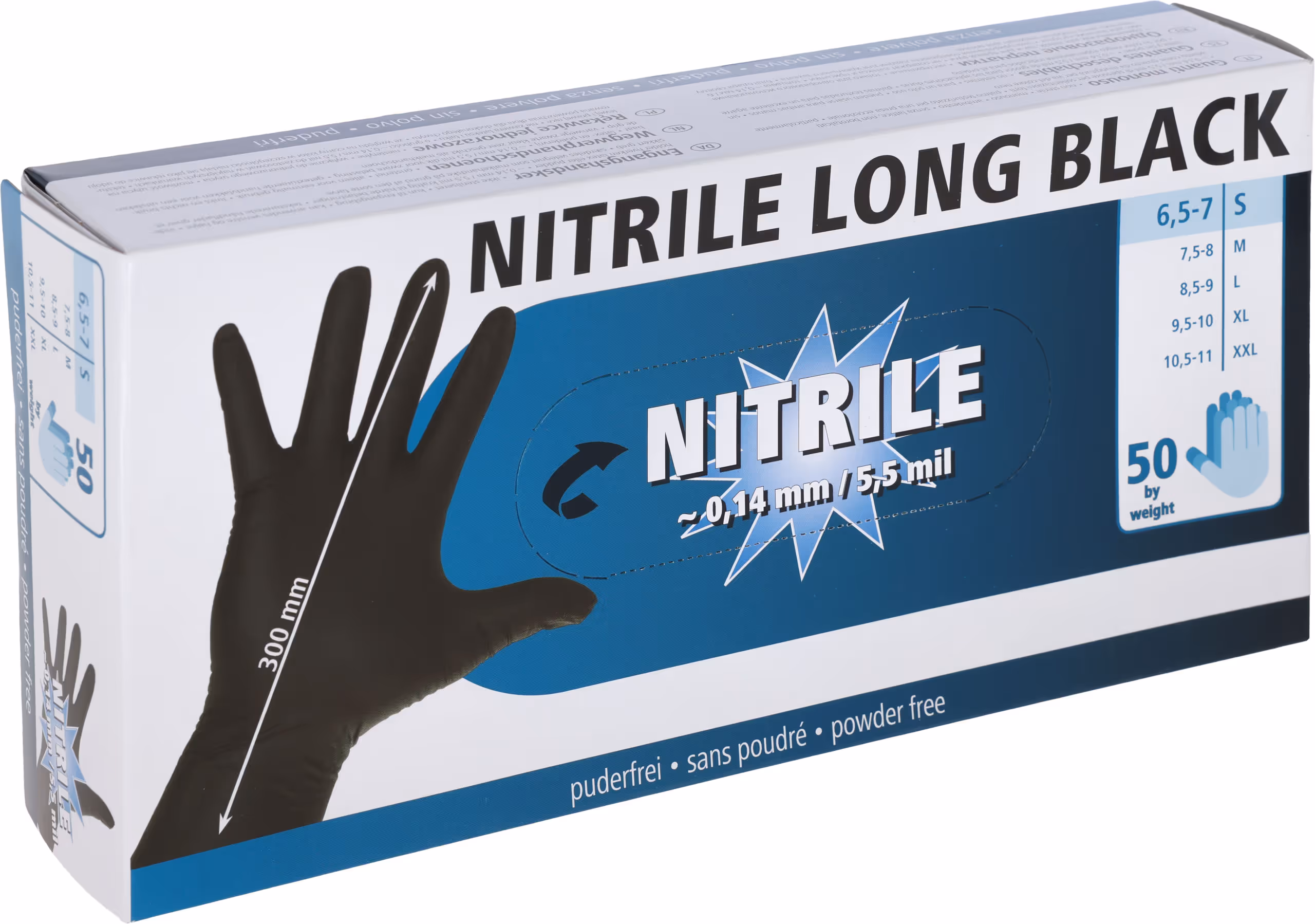 Gants à usage unique Nitrile Long Black, taille XXL