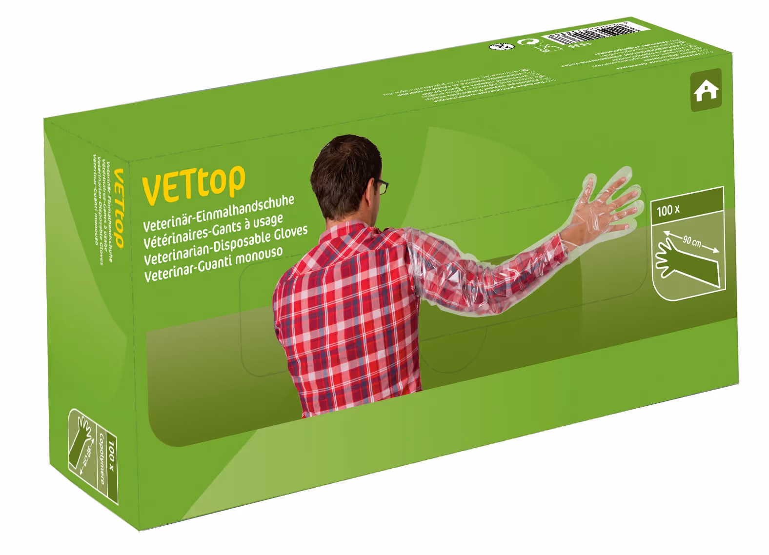 Gants à usage unique VETtop TU, 90cm, 28µm, 100pcs