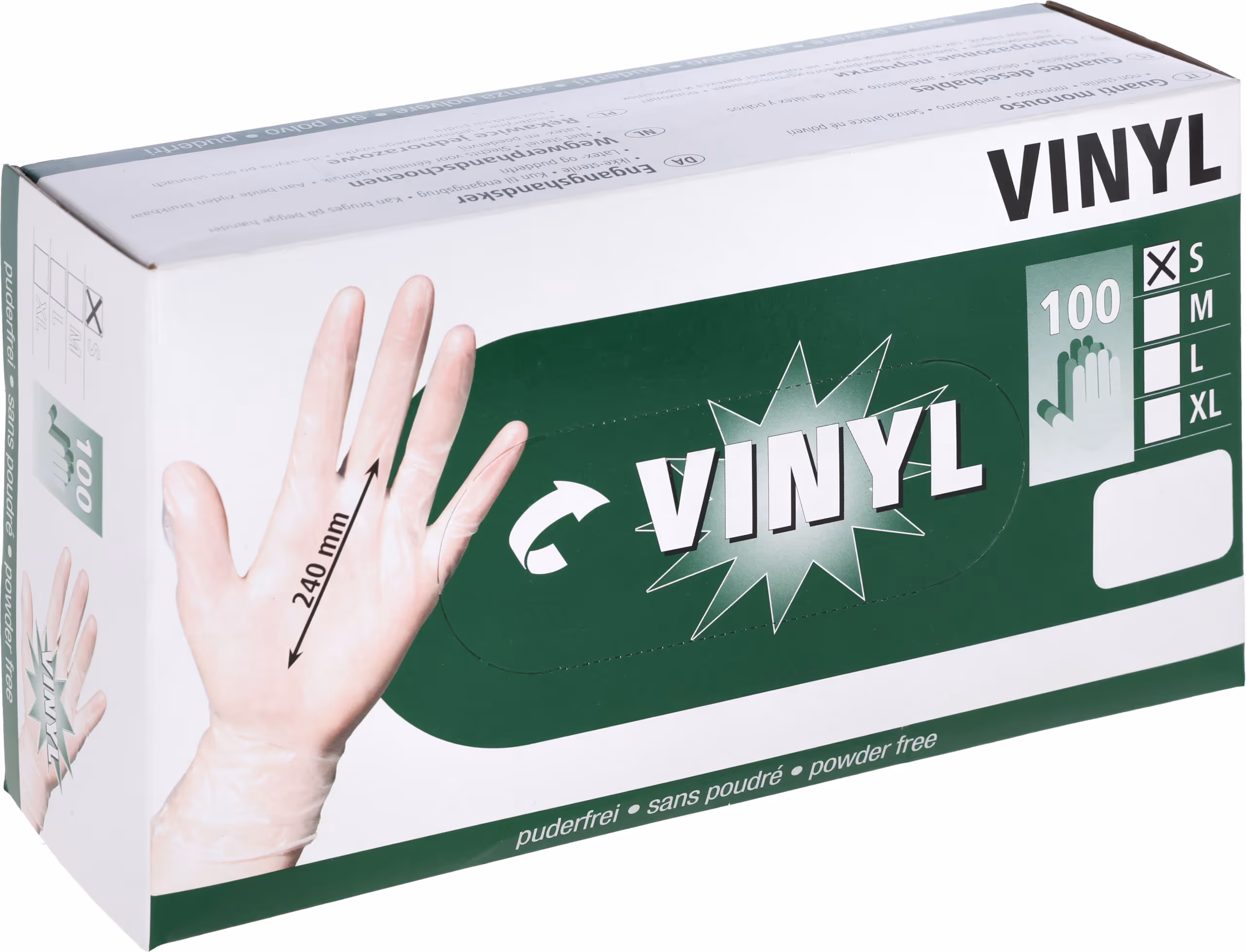Gants à usage unique vinyle transparent, taille L boite de 100