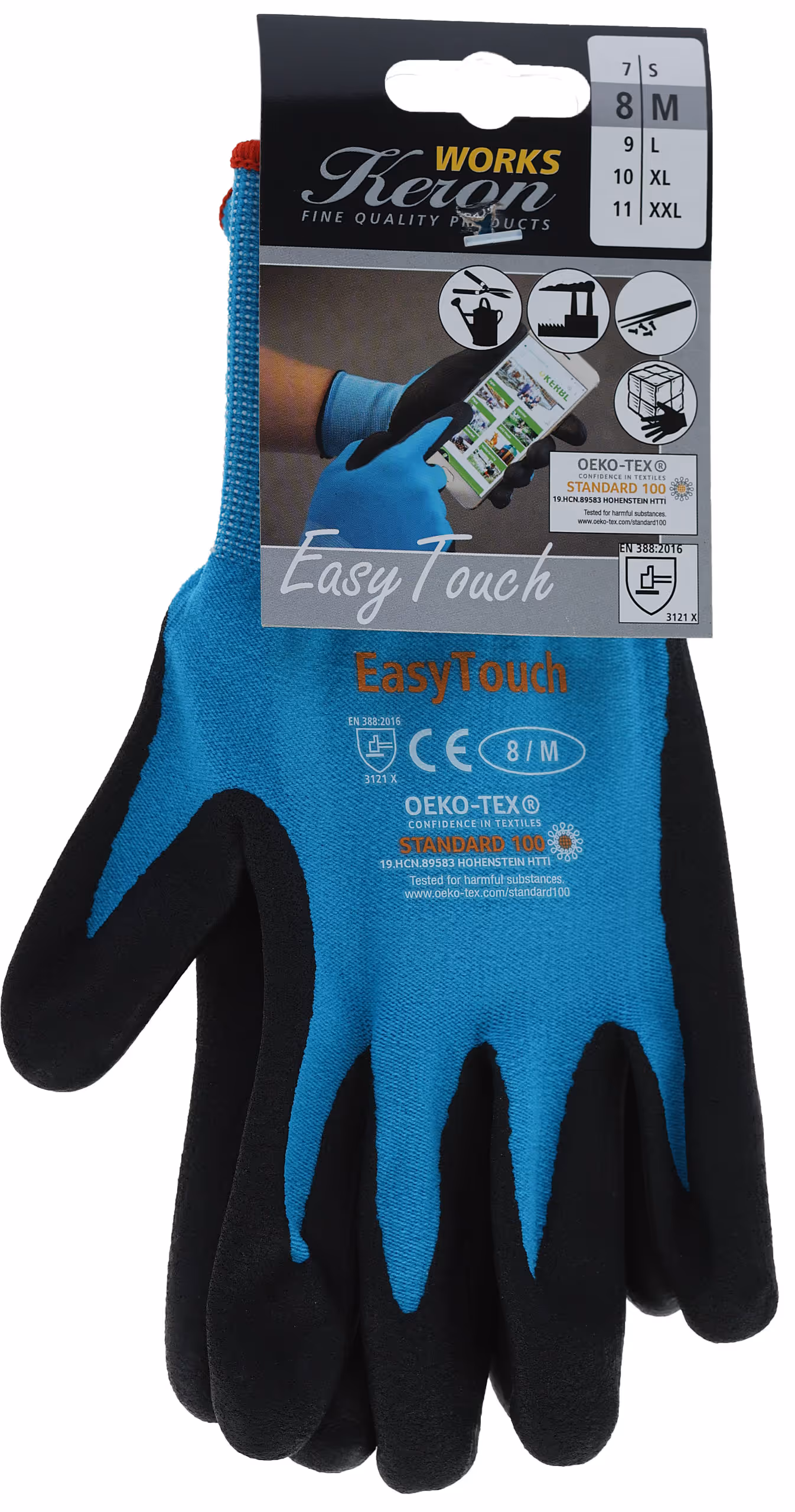 Gants EasyTouch bleu clair, taille 8/M