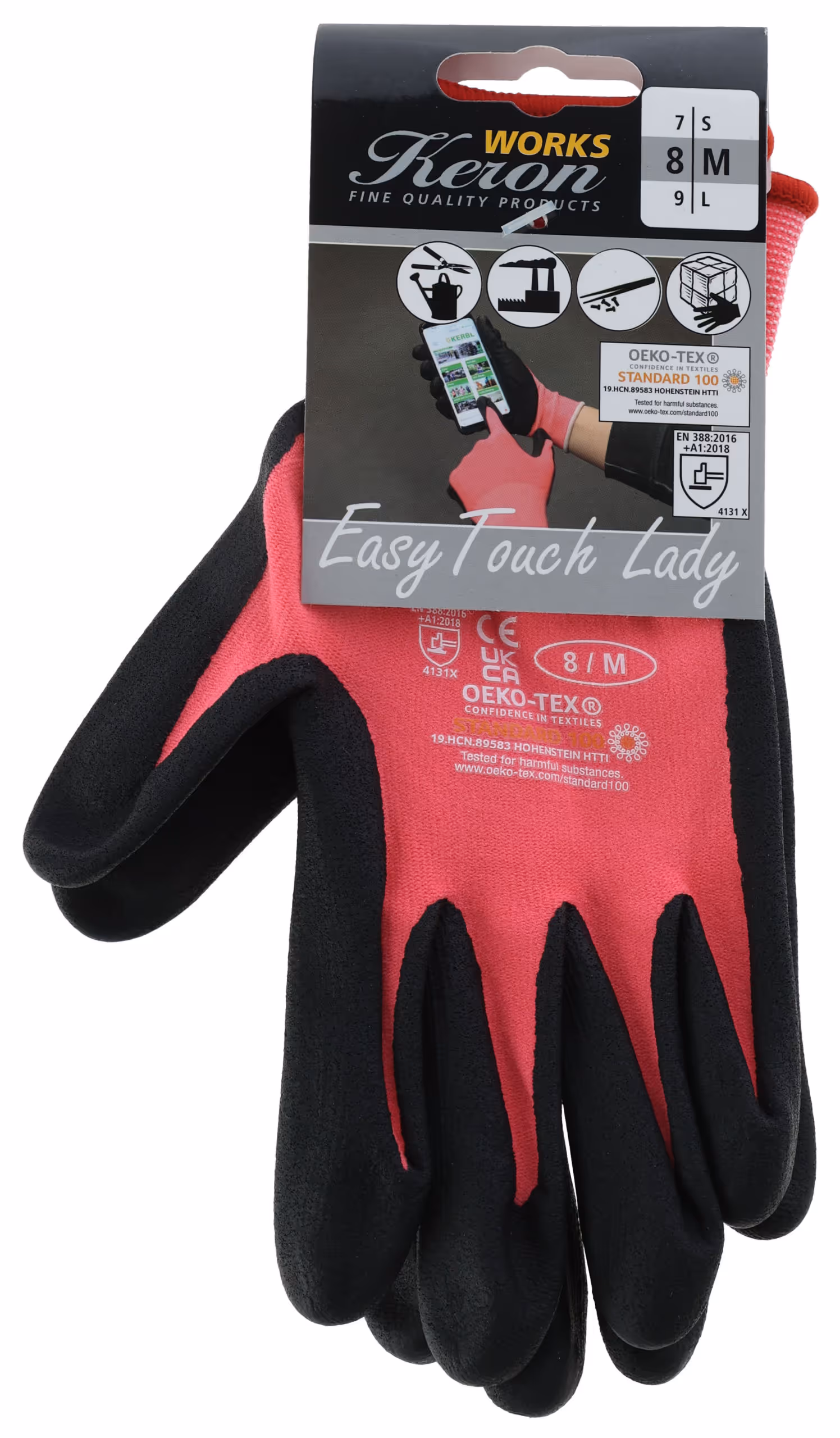 Gants EasyTouch fandango pink, taille 8/M