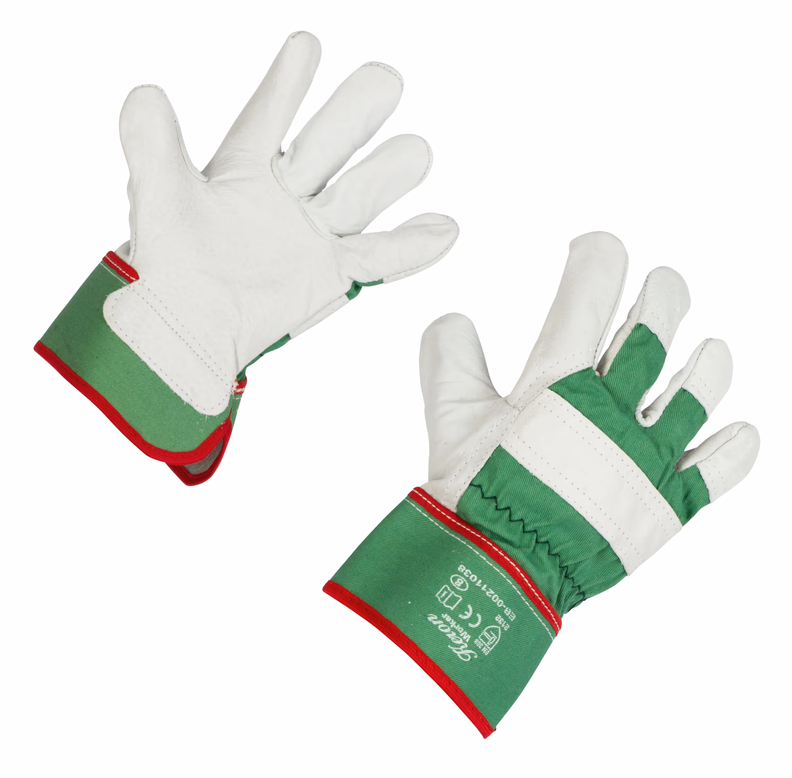 Gants en cuir de porc Worker vert, taille 10/XL