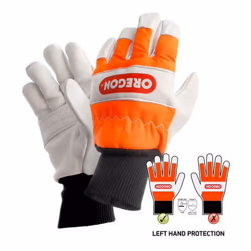 Gants gauche en cuir de protection de tronçonneuse Oregon Larges (taille 7) (91305S)