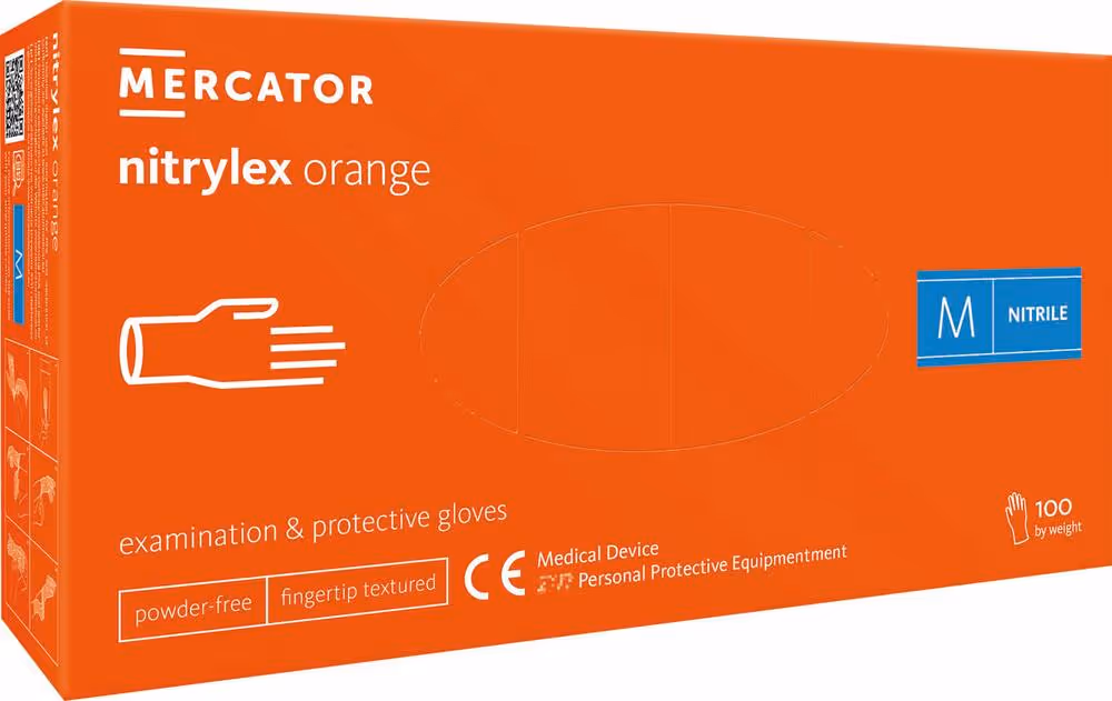 GANTS JETABLES NITRILE ORANGE  - NON POUDRE - XL - BOITE DE 100PCS