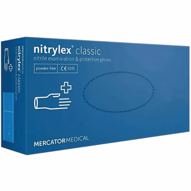 Gants nitrile non poudres bleu boite 100 910  nitrylex classic blue