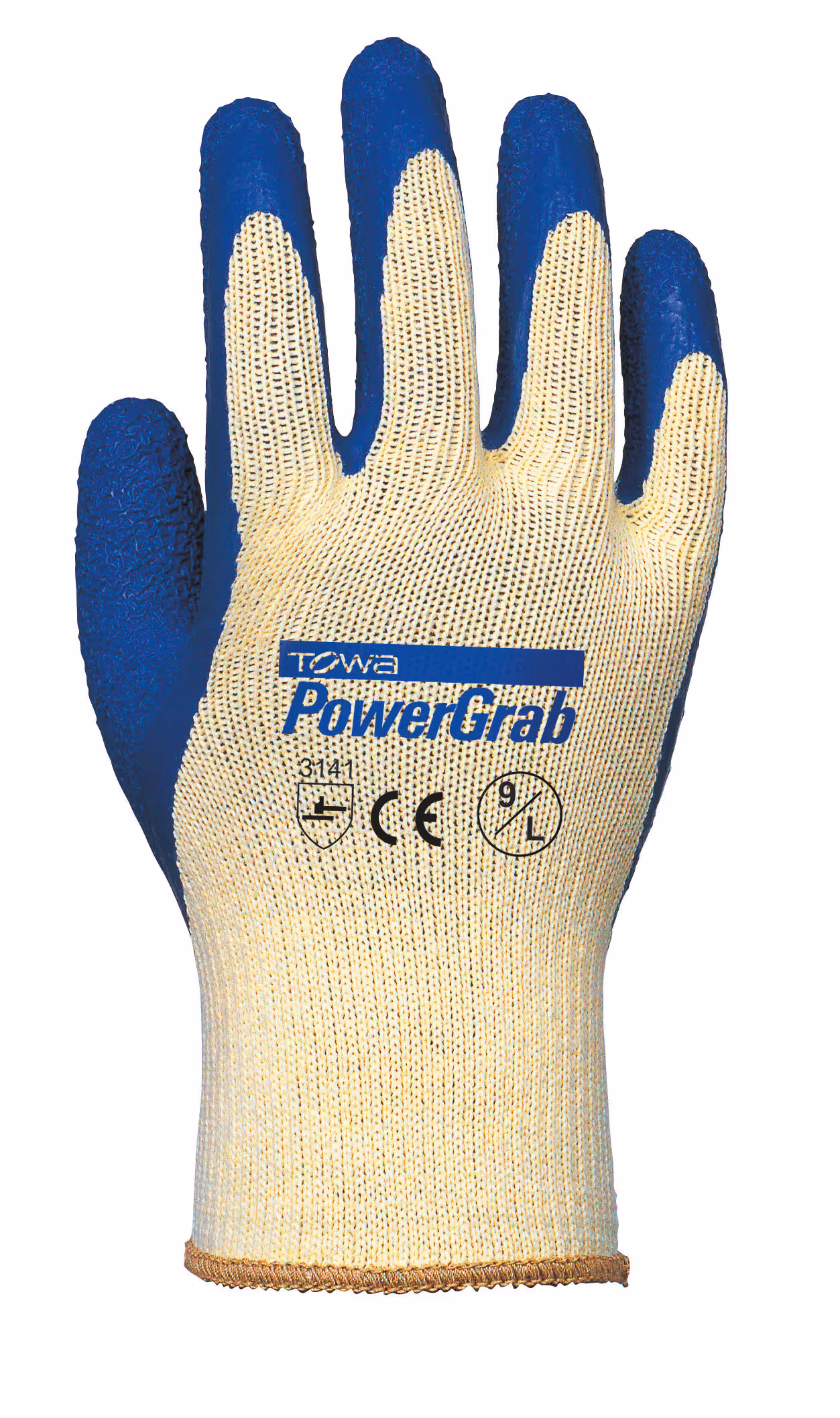 Gants PowerGrab bleu/jaune, taille 8/M
