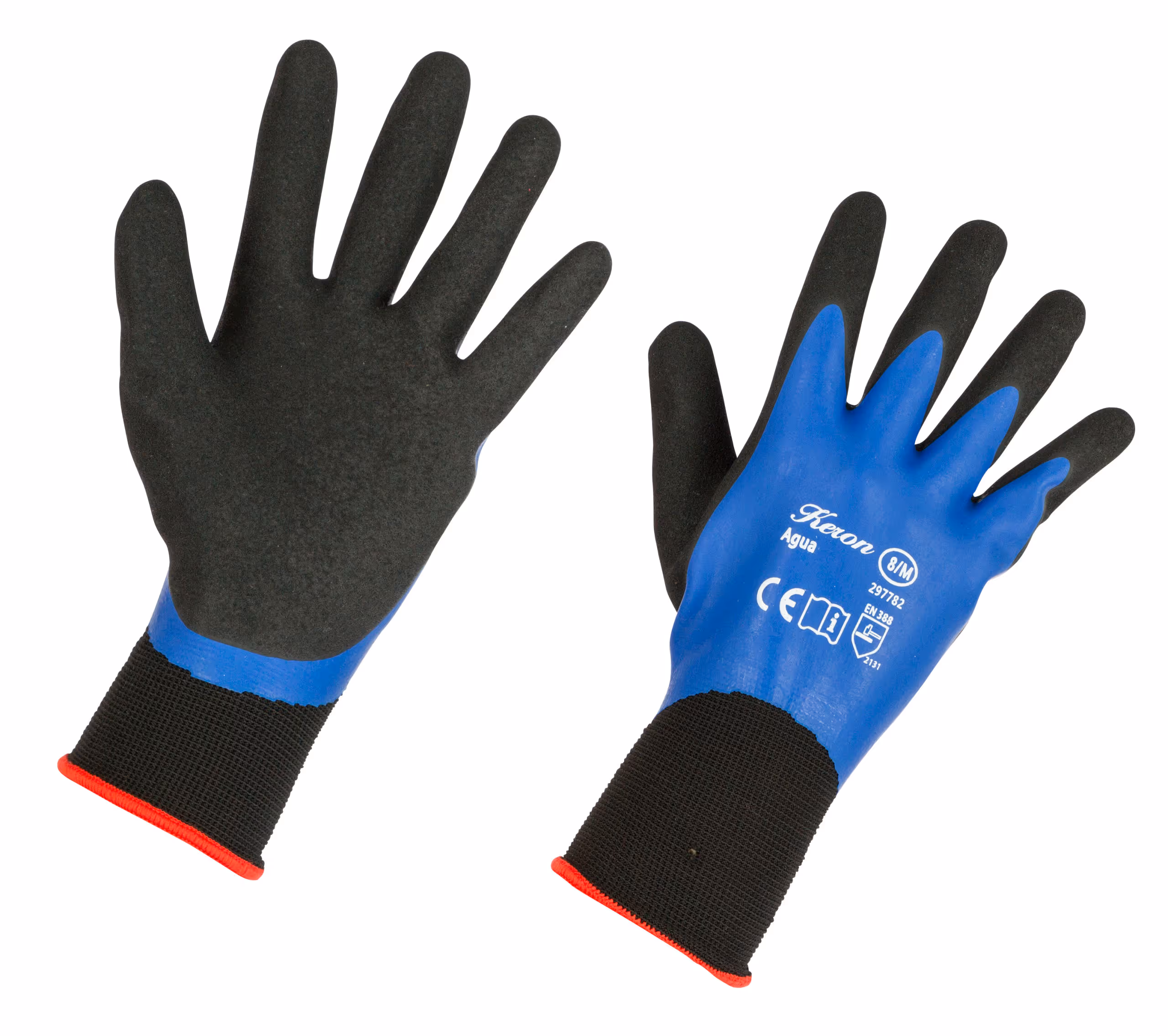 Gants tricot fin Agua bleu/noir, taille 9/L