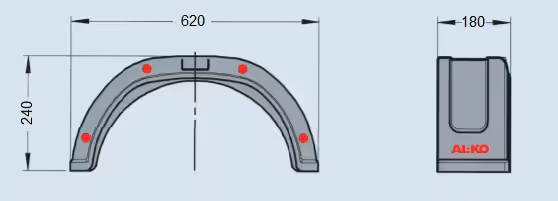 Garde-boue PVC 620x180x240 mm