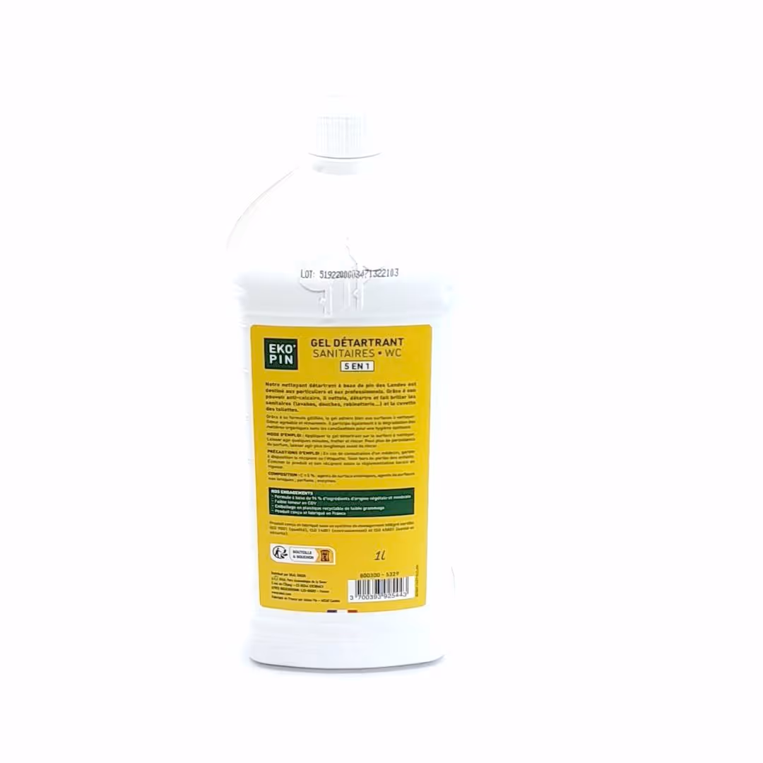 Gel détartrant multi-usages WC et sanitaires 5 en 1 1L EKOPIN