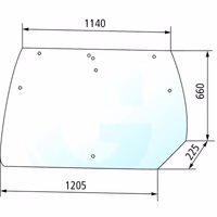 Vitre de hayon Deutz-Fahr arrière 8 trous 04429137 (ancien modèle) Adaptable
