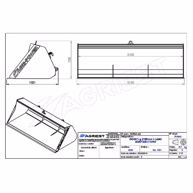 Godet frontal ap-gf a lame lg2100 euro