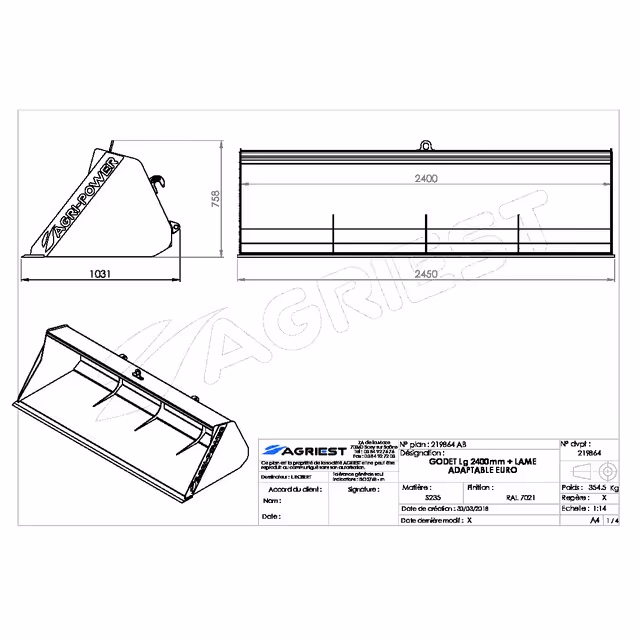 Godet frontal ap-gf a lame lg2400 euro