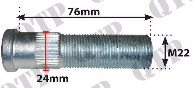 Goujon de roue pour essieu freiné 22mm 