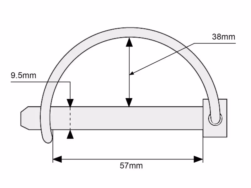Goupille à arceau, Ø axe9.5mm x 57mm - Vendu par 10 - ref 9.1123.0008.4