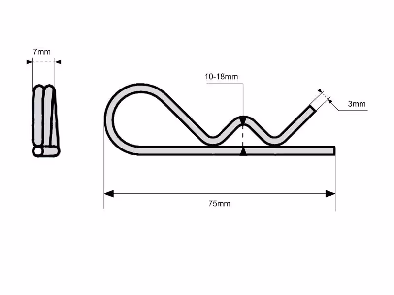 Goupille béta, Ø clip3mm x 75mm - Vendu par 10