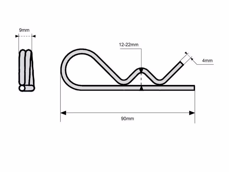 Goupille béta, Ø clip4mm x 95mm - Vendu par 10 - ref 9.1124.0008*3