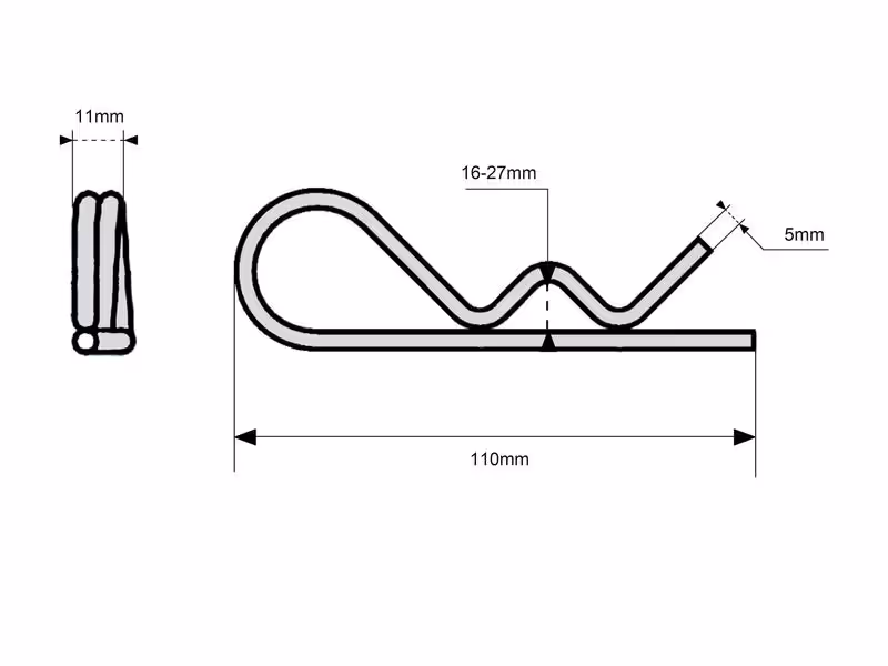 Goupille béta, Ø clip5mm x 110mm - Vendu par 10 - ref 9.1124.0004*6