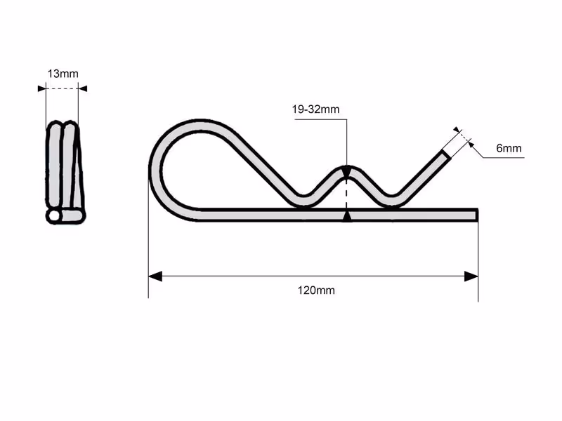 Goupille béta, Ø clip6mm x 140mm - Vendu par 10