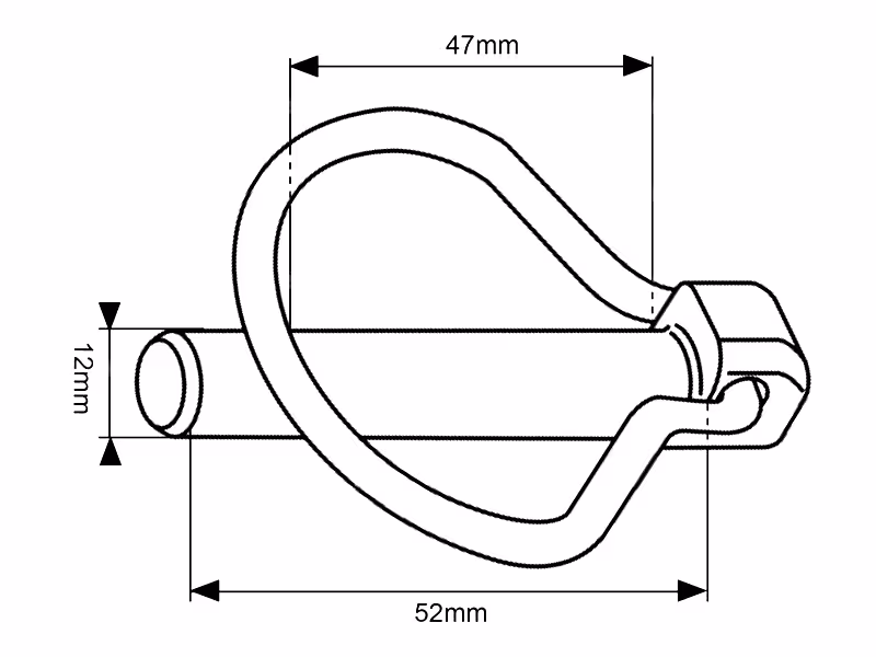 Goupille clips 12x47 mm piriforme - adaptable sur tracteurs Massey Ferguson - ref F28187006205
