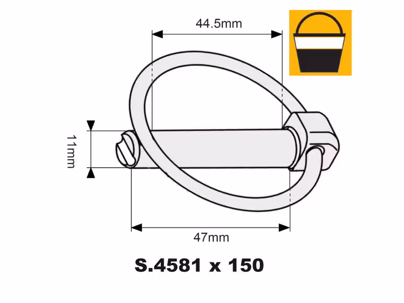 Grand seau 150 pièces Goupille clip, 11mm x 47mm