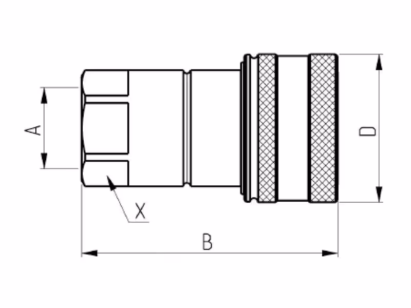 Grand seau Coupleur clapet F 1/2'' Taille du corps x 1/2'' Femelle
