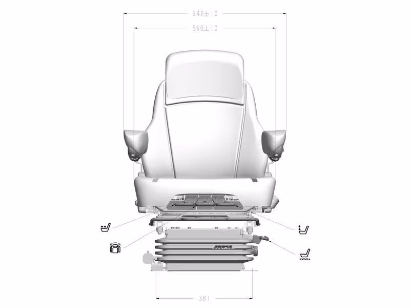 Grand siège à suspension pneumatique - adaptable sur tracteurs John-Deere, Massey Ferguson, New Holland