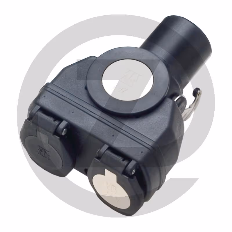 Adaptateur - • de la fiche 15P/24V (ISO 12098) • à la prise 2x 7P/24V (ISO 1185 + ISO 3731)