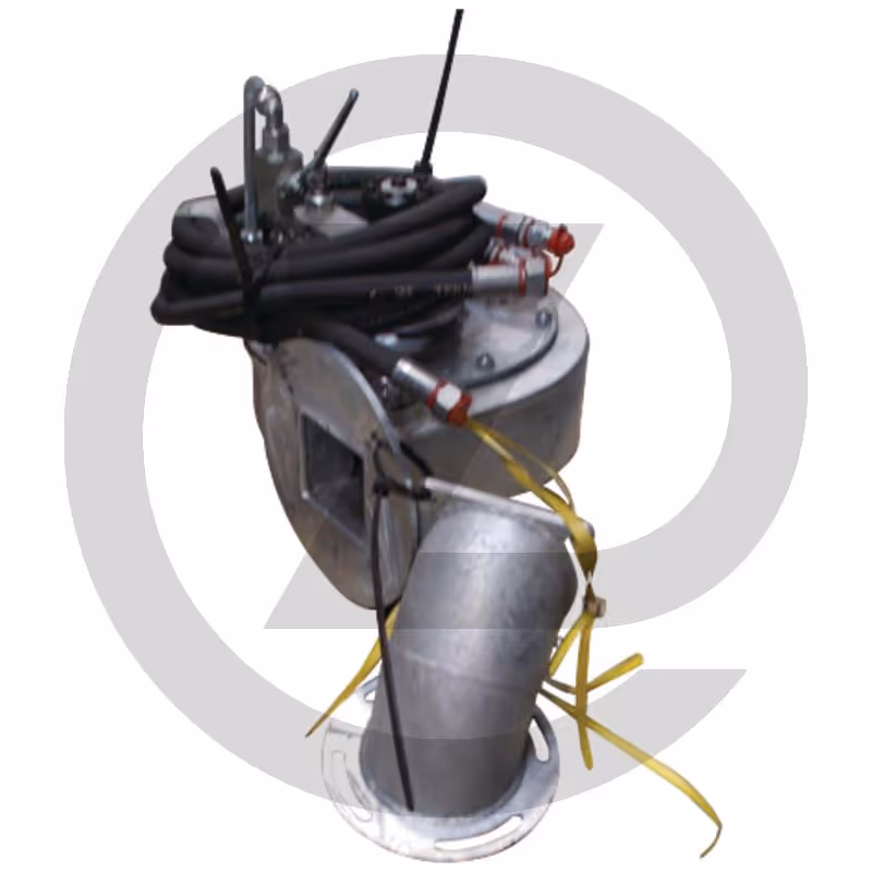 Assistance de remplissage turbo 8" - Montée sur la pipe d‘aspiration, Ø nominal 200, galvanisée, entrainement par moteur hydraulique Danfoss, avant gauche - débit d'environ 6500 - 7000 l/min. (selon le support) - comprend: assistance de remplissage