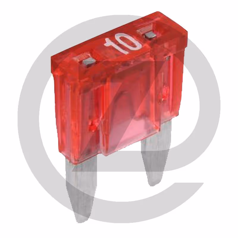 Fusibles à fiches plates, mini, avec tém - 32 V max. / 10 A | rouge | VPE 10 | blister