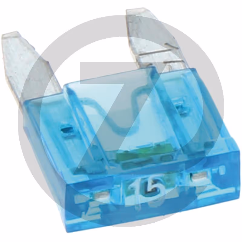 Fusibles à fiches plates, mini, avec tém - 32 V max. / 15 A | bleu | VPE 10 | blister