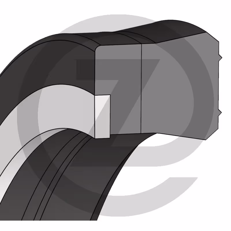 Joint de tige asymétrique en NBR - lèvre d'étanchéité principale et bague de support à l'intérieur