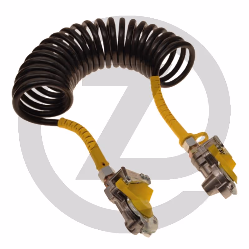 Kit de tuyau pneumatique spiralé - avec 1x tête d'attelage remorque + 1x tête d'attelage automatique M16X1,5 montée rouge, Ø 110 mm, longueur de travail 4m