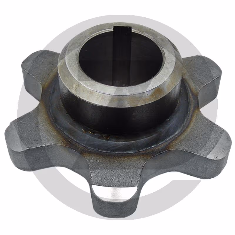 Noix étoilée - pour chaine en acier 14 x 50 mm - 5 dents - Ø ext. 194 mm - largeur 80 mm - Ø alésage 60 mm - rainure 14 mm