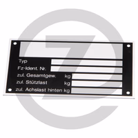 Plaque signalétique - remorques simple essieu et remorques tandem