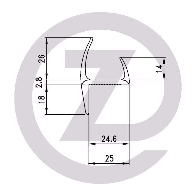 Profil d'étanchéité - joint, souple/dur, 44 mm, 3000 mm