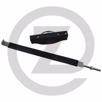 Sangle en 2 pièces avec profil en caoutchouc - console noire, peinte par poudrage électrostatique, sangle galvanisée avec profil en caoutchouc