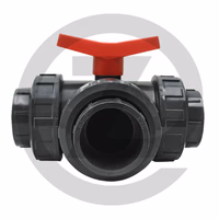 Vanne à 3 voies, en PVC - passage en T