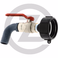 Vanne à boisseau sphérique - avec adaptateur IBC S 60 x 6 et buse de tuyau Ø 25 mm pour une utilisation sur conteneur IBC