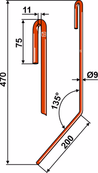 Griffe de semoir, gauche