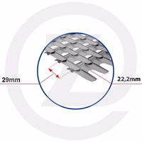 Grille a lamelles 1739 x 12 mm, dents longues