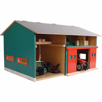 Hangar avec garage reparation en bois livre vide au 1/32eme