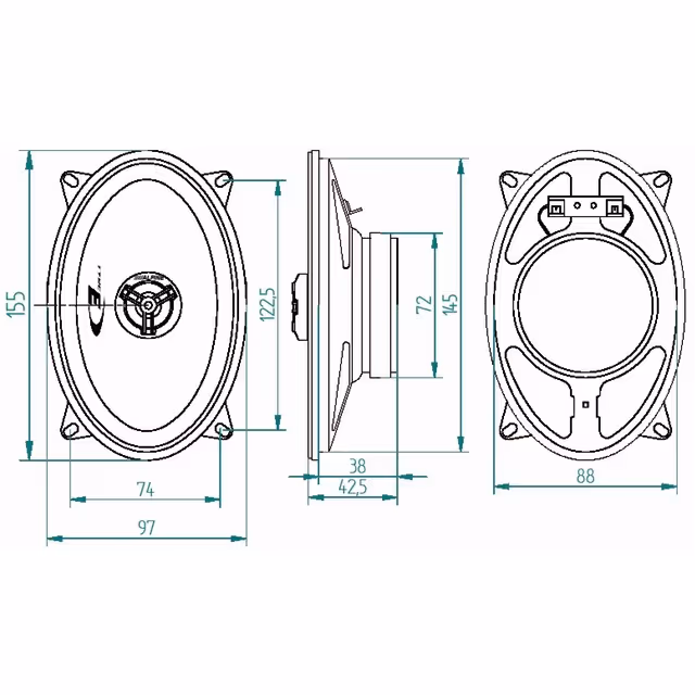 Haut parleur elliptique 100x150mm 2 voies (la paire)
