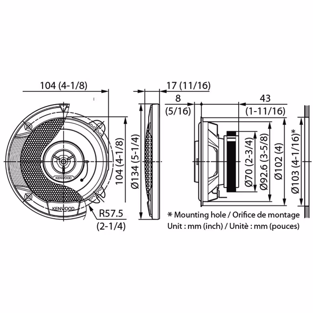 Haut parleur kenwood 100mm 2 voies (la paire)