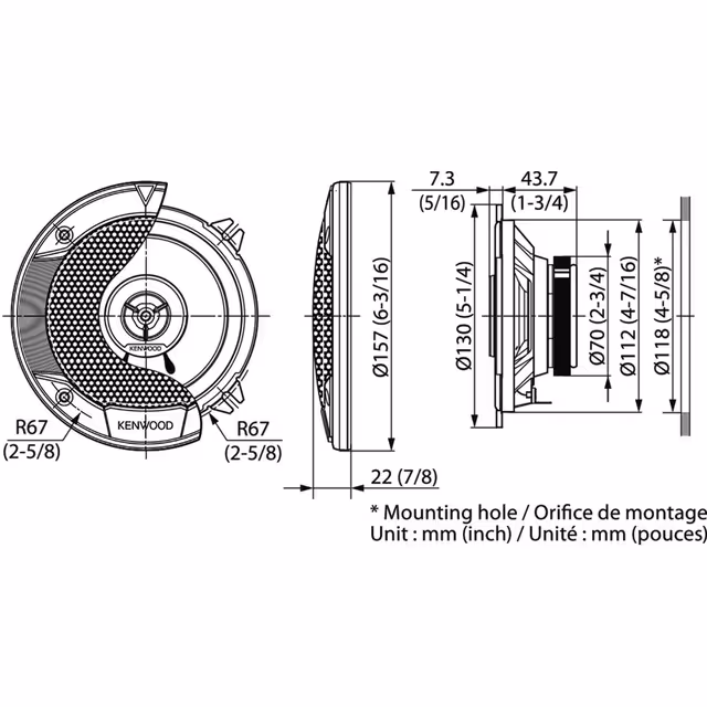 Haut parleur kenwood 130mm 2 voies (la paire)