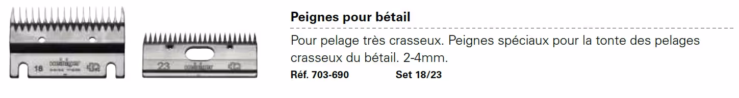 Heiniger | Peignes heiniger 1823 betail tres crasseux (703-690)