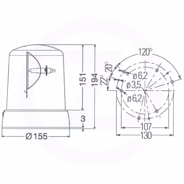 Gyrophare KL 7000 F 24V Hella