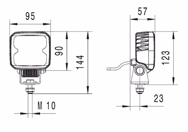 Projecteur trav. carré LED Q90 Hella